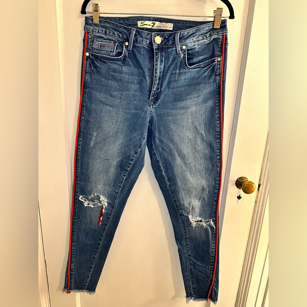 Seven jeans size 10 - red piping and distressing